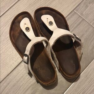 Birkenstock White and Brown Sandals